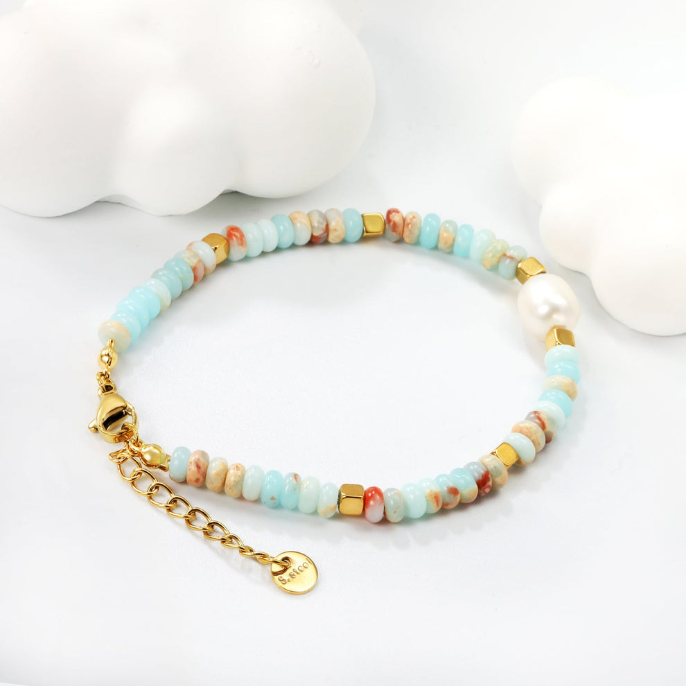 Pulsera boho para mujer con piedras naturales resistente al agua