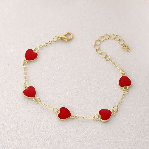 Pulsera Red Hearts Waterproof - Joya en acero inoxidable enchapado en oro 18k -Azzia