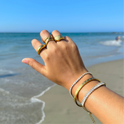 Pulsera Tenis Circones Waterproof en acero 316L enchapado en oro 18k: no se oxida, no pierde el color. Waterproof e hipoalergénico. Envío a todo el Perú. - playa