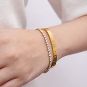 Pulsera Tenis Circones Waterproof en acero 316L enchapado en oro 18k: no se oxida, no pierde el color. Waterproof e hipoalergénico. Envío a todo el Perú.