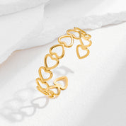 Puñera Corazones Regulable Waterproof - Joya en acero inoxidable enchapado en oro 18k - D'Merys
