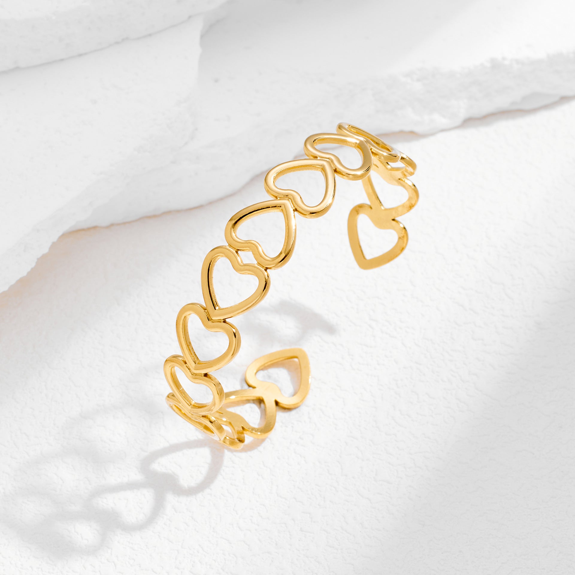 Puñera Corazones Regulable Waterproof - Joya en acero inoxidable enchapado en oro 18k - D'Merys
