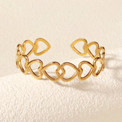 Puñera Corazones Regulable Waterproof - Joya en acero inoxidable enchapado en oro 18k - D'Merys