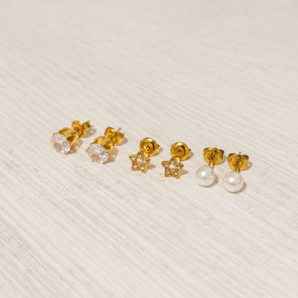 Aretes enchapados en oro 18K, no se oxidan, no se despintan - AZZIA JOYERIA 