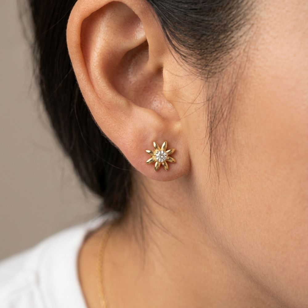 Arete en forma de flor para mujer - AZZIA JOYERIA 