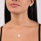 Set Collar y Aretes Trébol  Plata925