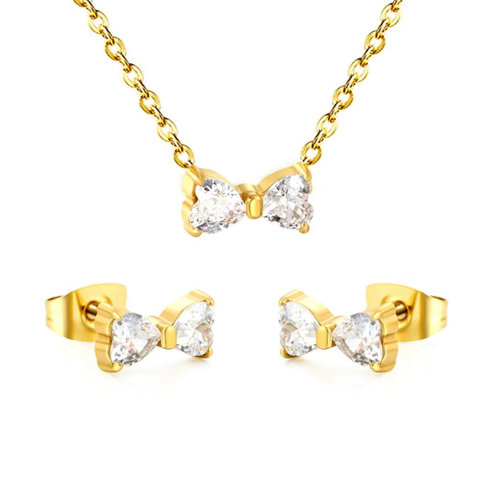 Set Lucy Collar y Aretes Waterproof: Acero 316L Oro 18k | Azzia