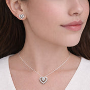 Set Collar y Aretes Corazón Love de Plata 925 con Circones