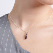 Set de Collar y Aretes Cuarzo Amatista Plata
