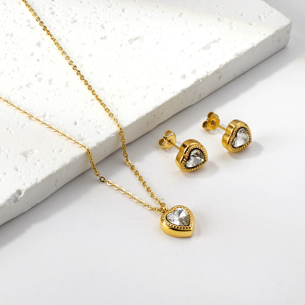 Set de Collar y Aretes Lovely Circón Waterproof - Joya en acero inoxidable enchapado en oro 18k - D'Merys