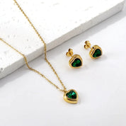 Set de Collar y Aretes Lovely Circón Waterproof - Joya en acero inoxidable enchapado en oro 18k - D'Merys