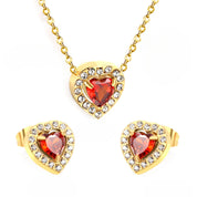 Set de Collar y Aretes Valentina Rojo Waterproof - Joya en acero inoxidable enchapado en oro 18k - D'Merys