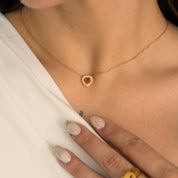 Set de Collar y Aretes Valentina Rojo Waterproof - Joya en acero inoxidable enchapado en oro 18k - D'Merys