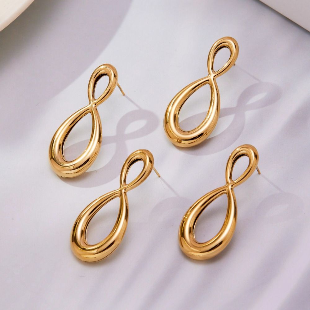 Aretes Valeria Infinito Waterproof: Acero 316L Oro 18k | Azzia