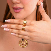 Anillo Ondas Gold Waterproof regulable