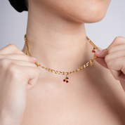 Collar Charms Cherry Waterproof: Acero 316L Oro 18k | Azzia Joyeria