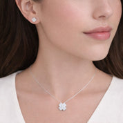 Set Collar y Aretes Trébol  Plata925