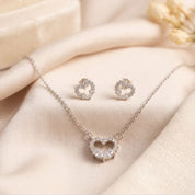 Set de collar y arete corazón brillante - AZZIA JOYERIA